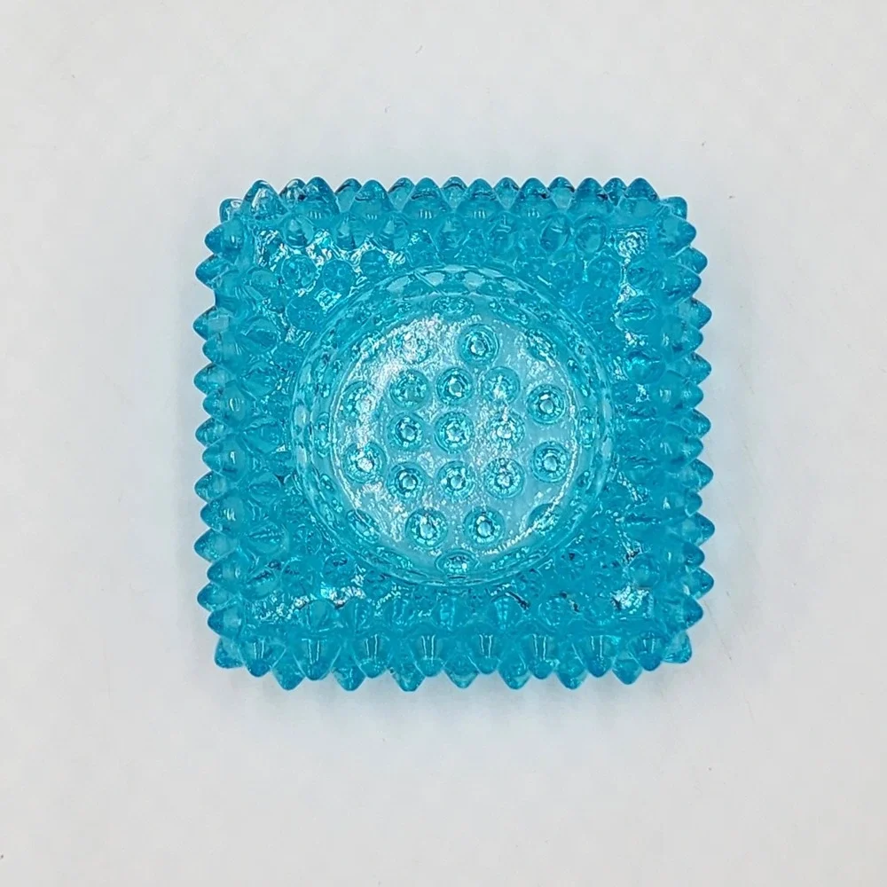 Vintage Fenton Blue Hobnail Glass Square Votive Candle Holder Teal Small 2.75